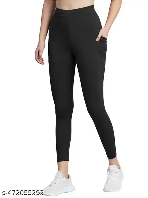 Tight for Women, Sport Pant Workout Pants with Side Pockets/Stretchable Tights/Highwaist Sports Fitness Yoga Track Pants for Women & Girls