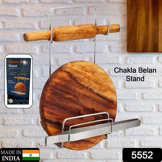 Chakla Belan Chimta Holder Silver Stainless Steel Multi-purpose Rack For Kitchen (1 Pc )
