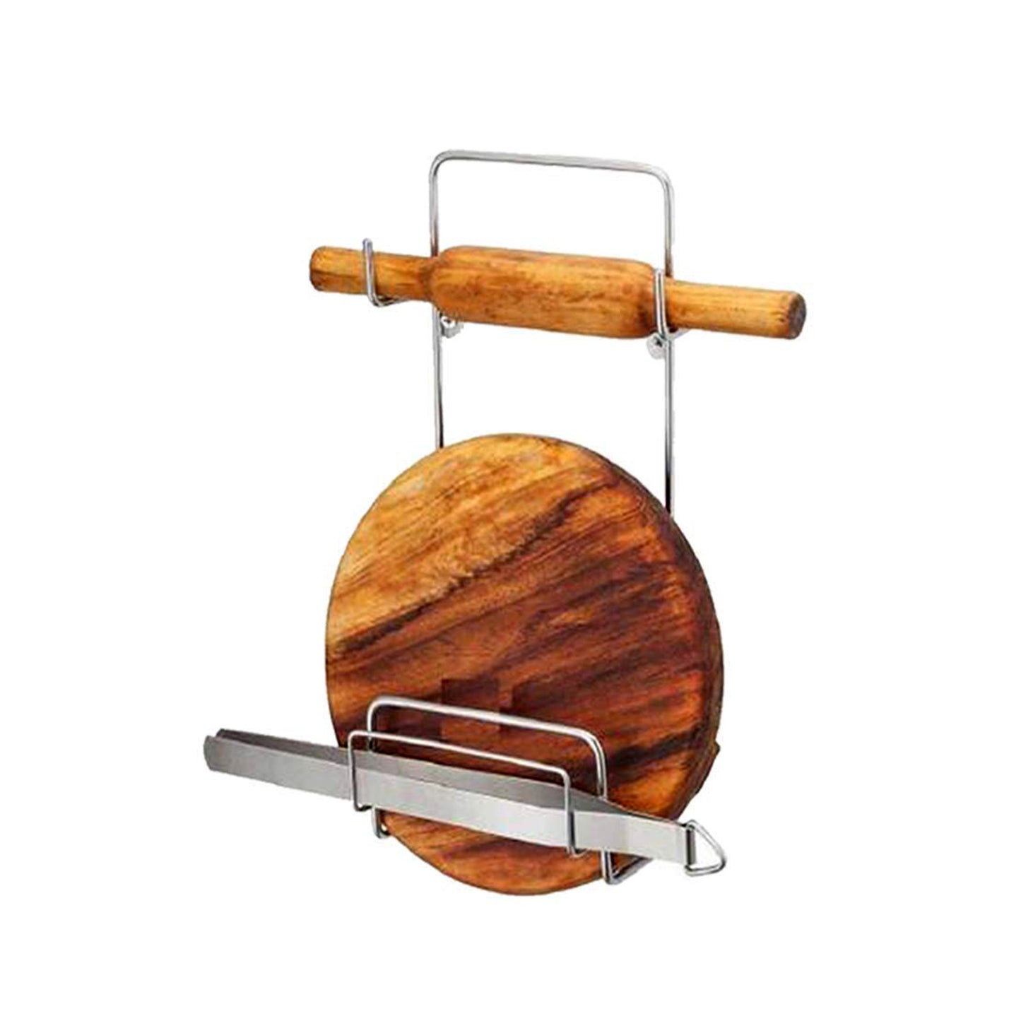 Chakla Belan Chimta Holder Silver Stainless Steel Multi-purpose Rack For Kitchen (1 Pc )
